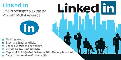 LinkedIn eMails Scrapper Pro with Multi-Keywords