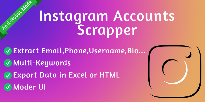 Instagram Accounts Scrapper With Multi-Keywords