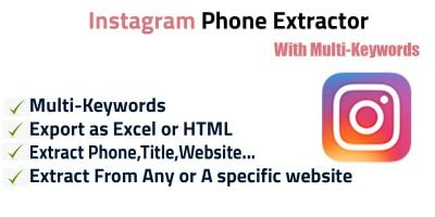 Instagram Phones Extractor Pro with multi-keywords