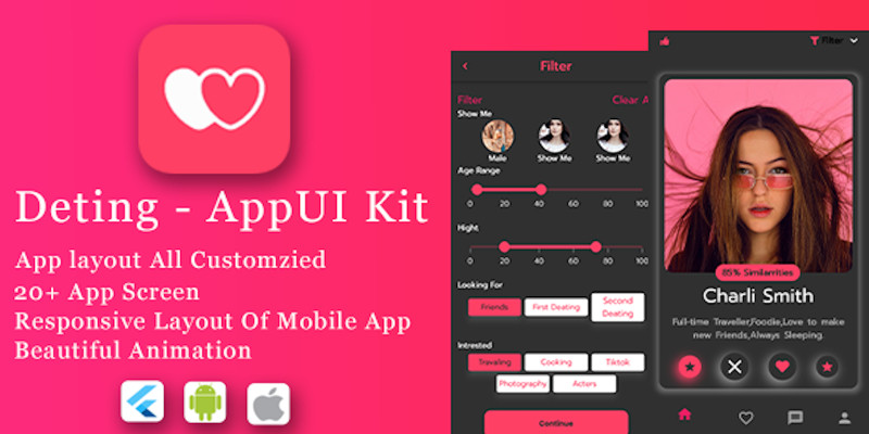 Flutter Dating App Design UI Kit 