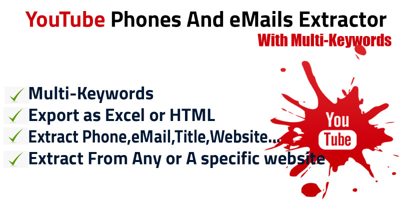 Youtube Phones And eMails Scrapper Python
