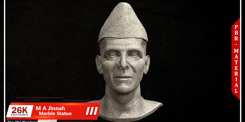 Muhammad Ali Jinnah Marble Statue 3D Model