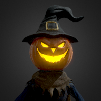 Scary Pumpkin Scarecrow 3D Model