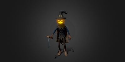 Scary Pumpkin Scarecrow 3D Model