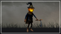 Scary Pumpkin Scarecrow 3D Model Screenshot 4