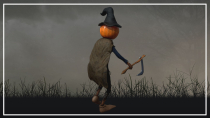 Scary Pumpkin Scarecrow 3D Model Screenshot 5