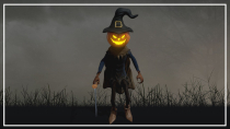 Scary Pumpkin Scarecrow 3D Model Screenshot 6