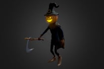 Scary Pumpkin Scarecrow 3D Model Screenshot 7