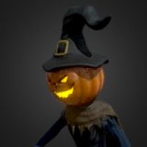 Scary Pumpkin Scarecrow 3D Model Screenshot 9