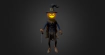 Scary Pumpkin Scarecrow 3D Model Screenshot 14