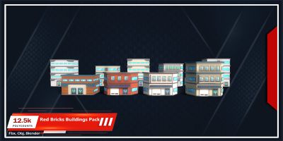 Red Bricks Buildings Pack 3d Objects