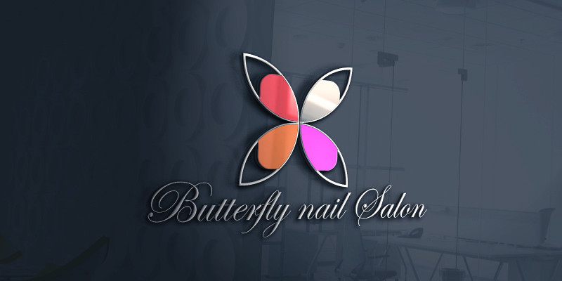 Butterfly Nail Salon Colorful Logo