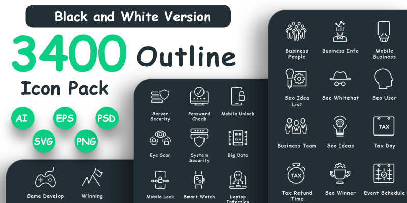 3400 Outline Icon Pack