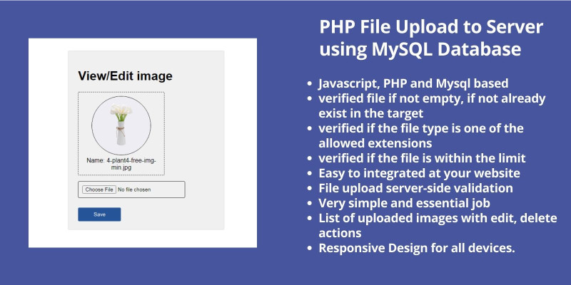 Upload File to Server using PHP and MySQL Database