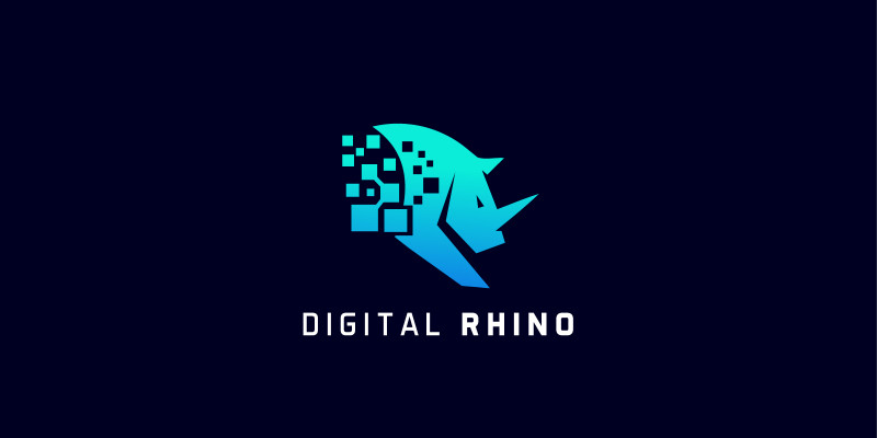 Digital Rhino Animal Logo Design