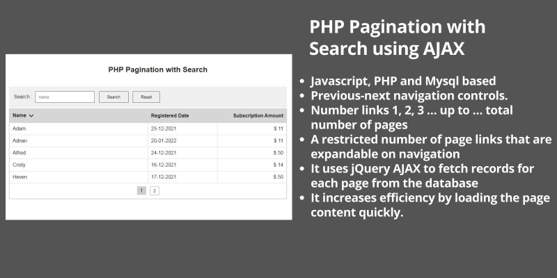 PHP Pagination with Search using AJAX