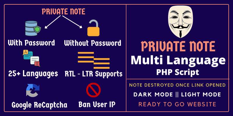 Privy - Private Note Multi Language PHP Script