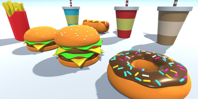 Pack Of Low Poly and High Poly Fast Food - Unity 