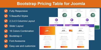 Bootstrap Pricing Table for Joomla