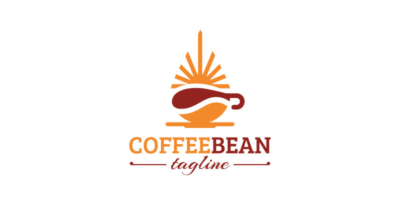Sun Drop Shape Coffee Bean Logo