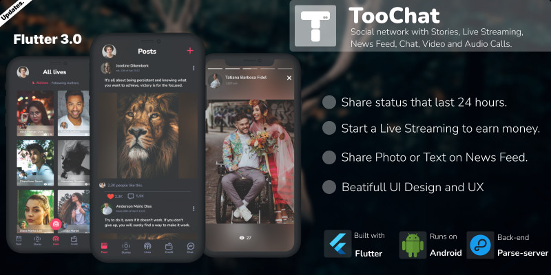 TooChat - Complete Flutter Application