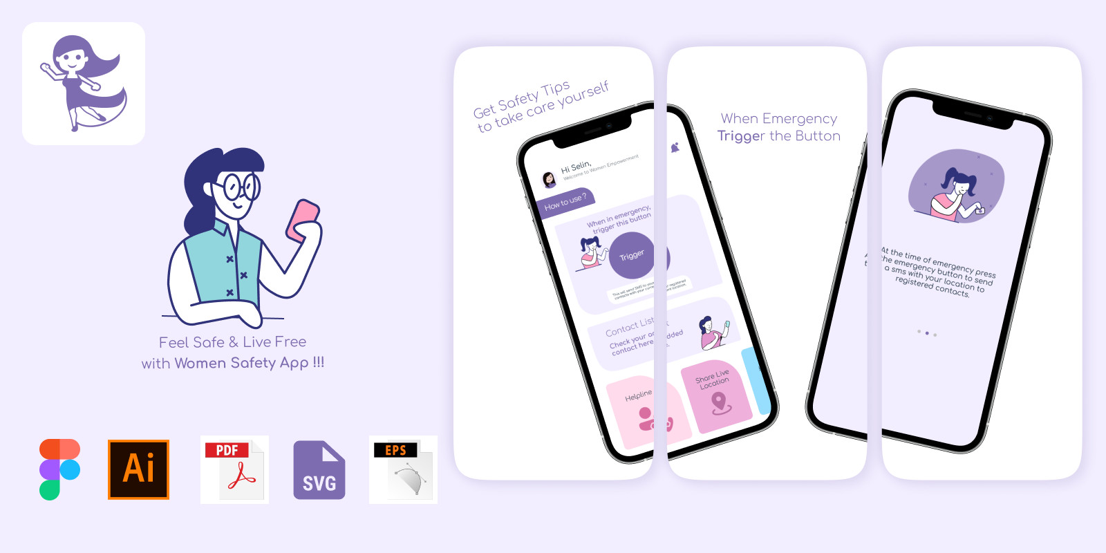 Women Safety App UI Kit by Lpktechnosoft Codester