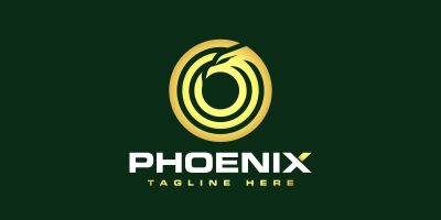 Geometric Golden Eagle Phoenix Logo