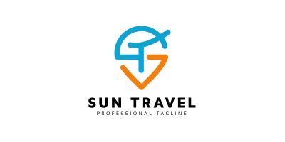Sun Travel S and T Letter Logo