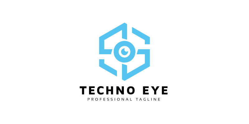 Techno Eye Hexagon Logo