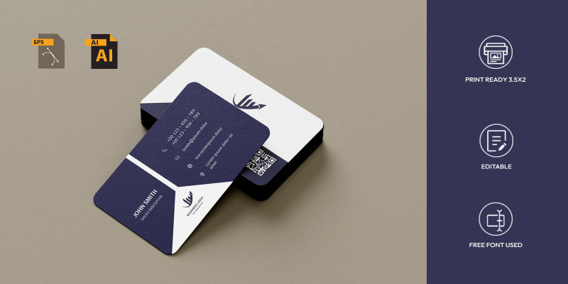 Dark Blue Corporate Business Card Template