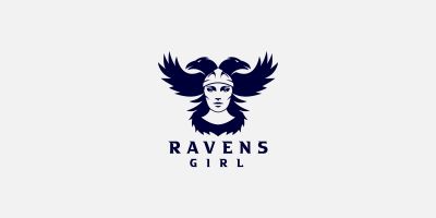Raven Girl Logo Template 