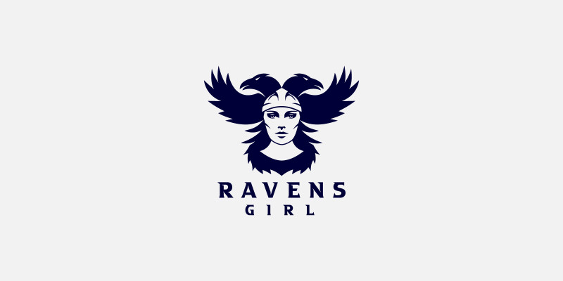 Raven Girl Logo Template 
