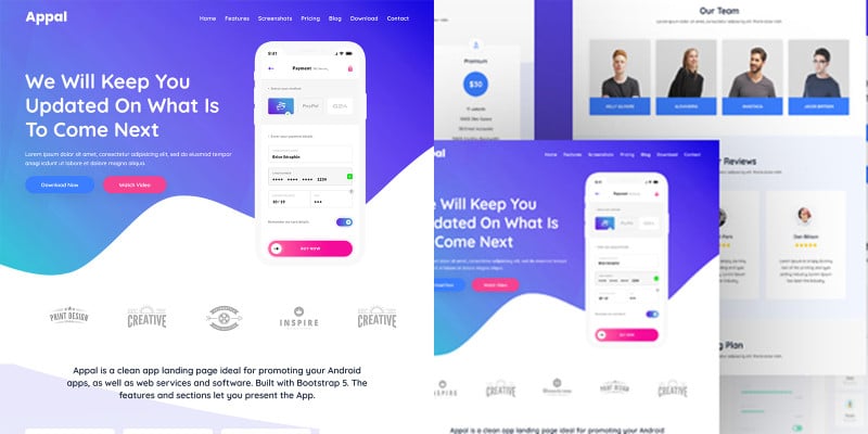 Appal - App Landing Page HTML Template 