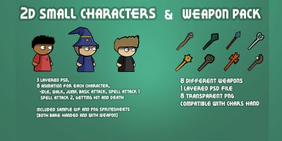 2D small Characters Weapon Pack