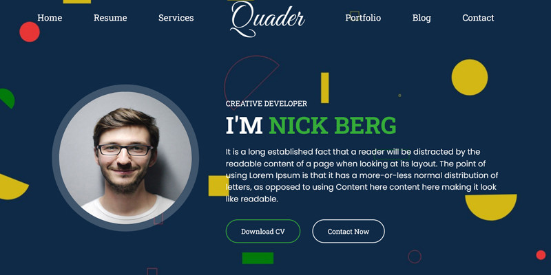 Quader - Personal Portfolio Template