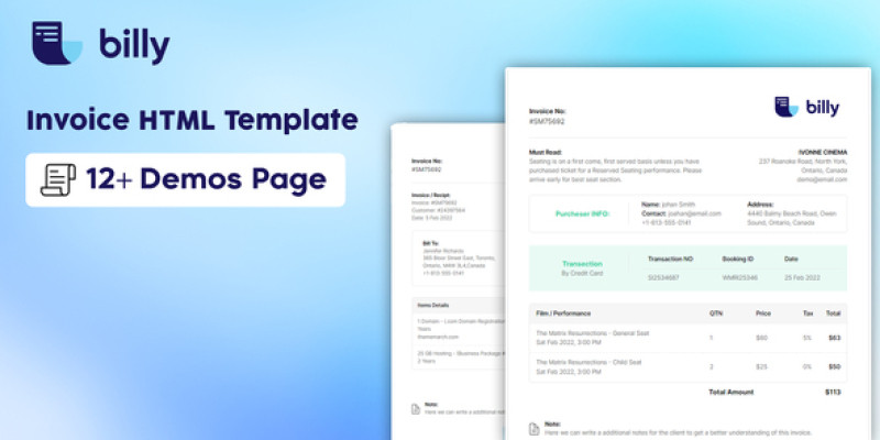 Billy - Invoice HTML Template