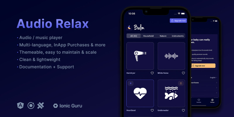 Audio Relax - Mobile App UI Kit Ionic 6