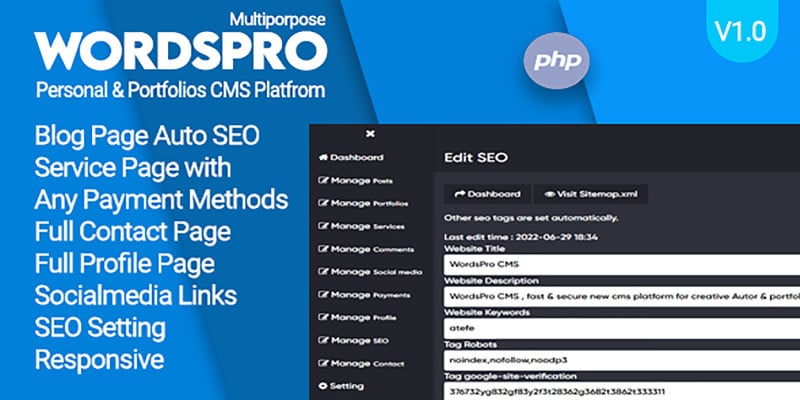 WordsPro CMS - The Multi Multipurpose Website