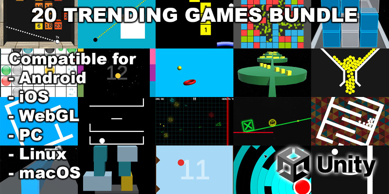 20 Trending Hypercasual Unity Games Bundle