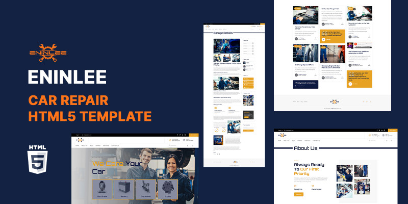 Eninlee Car Bike Mechanic HTML5 Website Template