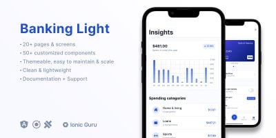 Banking Light - Mobile App UI Kit Ionic 6