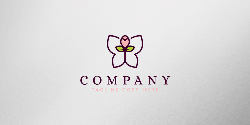 Rose Butterfly Logo Template