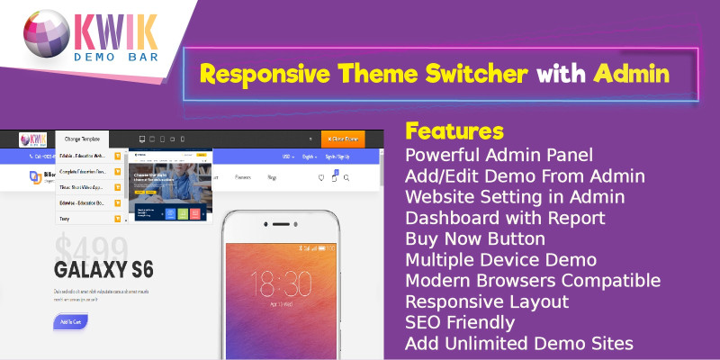 Kwik Demo Bar - Responsive PHP Theme Switcher