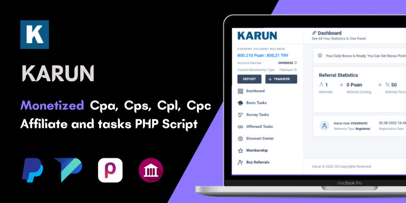 KARUN - Monetized PHP Scrript
