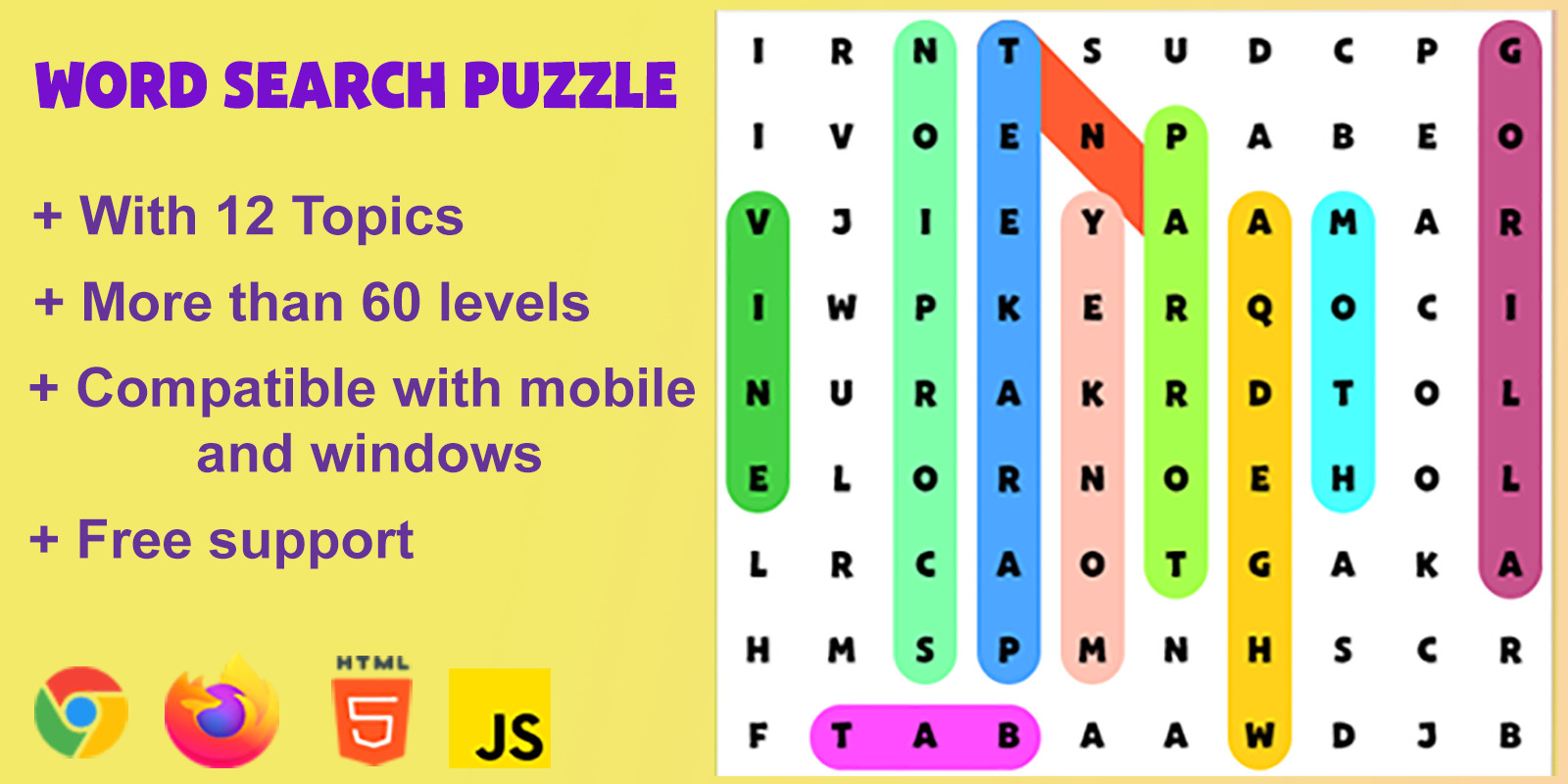 Word Search Puzzle - HTML5 Game by NguyenKhong | Codester