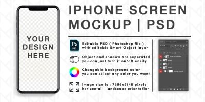 Iphone Smartphone Screen Photoshop PSD mockup 