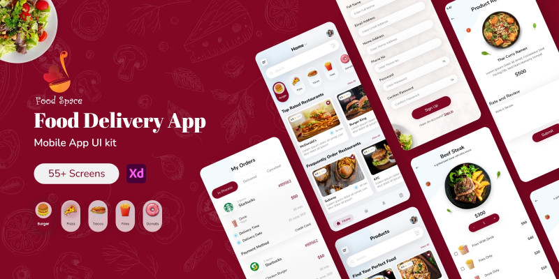  Food Delivery App - Adobe XD