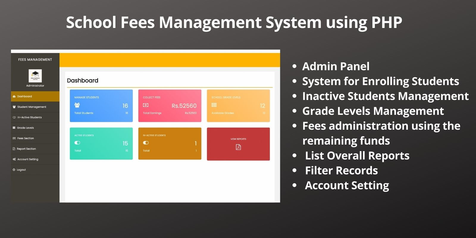 School Fees Management System Using PHP by Devappsolution | Codester