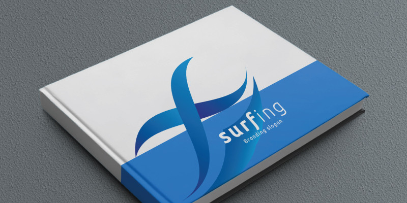 Beach Surfing Sport and Wave Logo