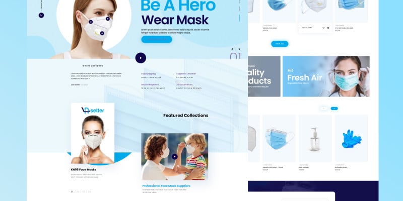 Wear Mask Ecommerce Web Template - PSD 